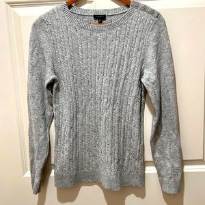 Talbots Gray Sweater with Blue Flecks - Size Medium